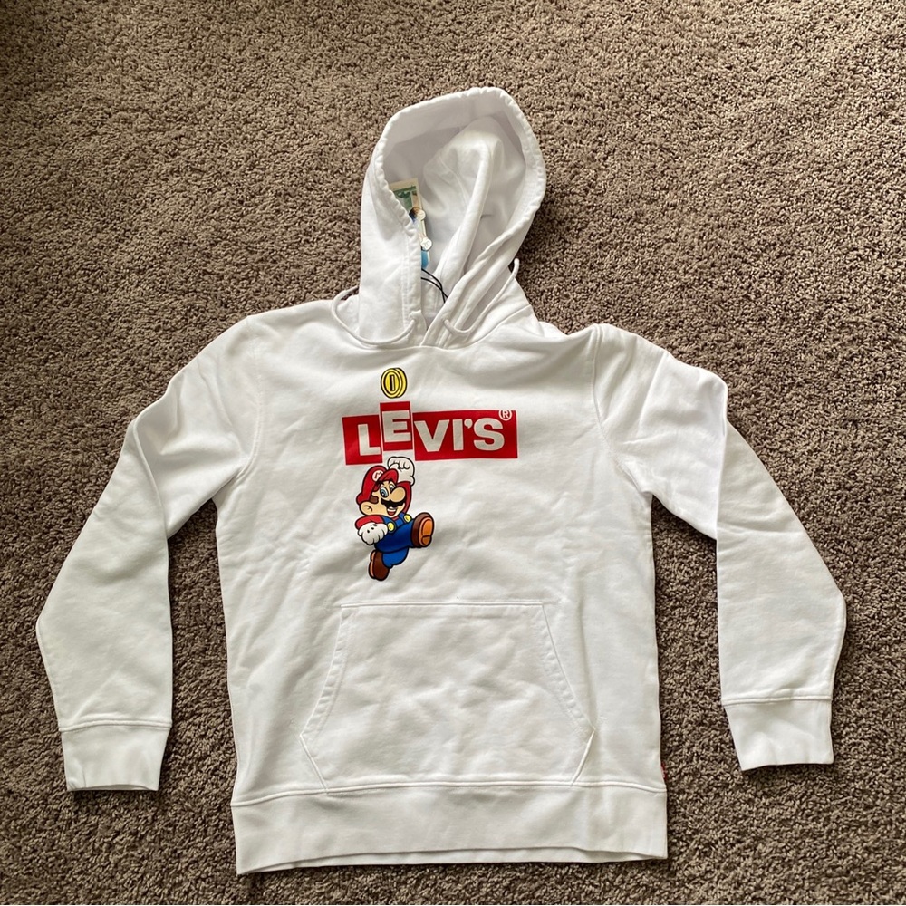 Levis X Super Mario Bros. Nintendo White Hoodie Limited Edition Sweater Size